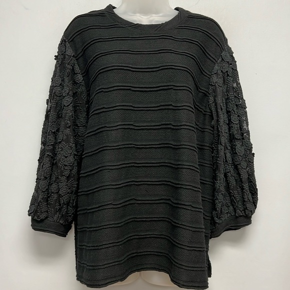 Anthropologie Eri + Ali CHELSEA Lace Crotchet Balloon Sleeve Sweater Size Large - Picture 1 of 10